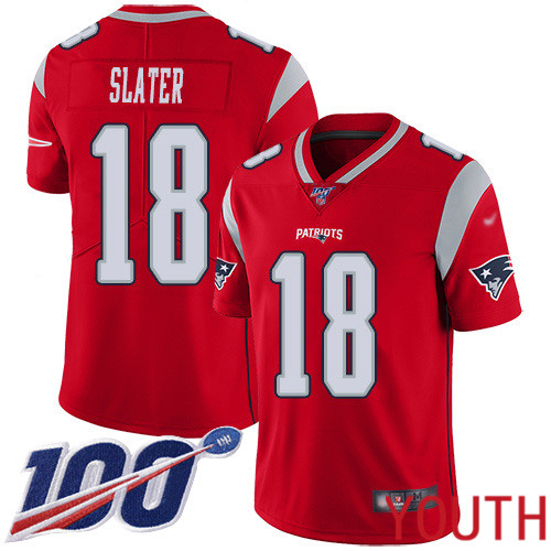 New England Patriots Football #18 100th Season Inverted Limited Red Youth Matthew Slater NFL Jersey->youth nfl jersey->Youth Jersey